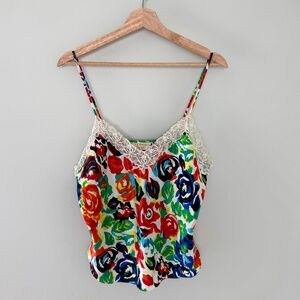 Victoria's Secret‎ Vintage Gold Tag Floral Noodle Strap Camisole Women's L